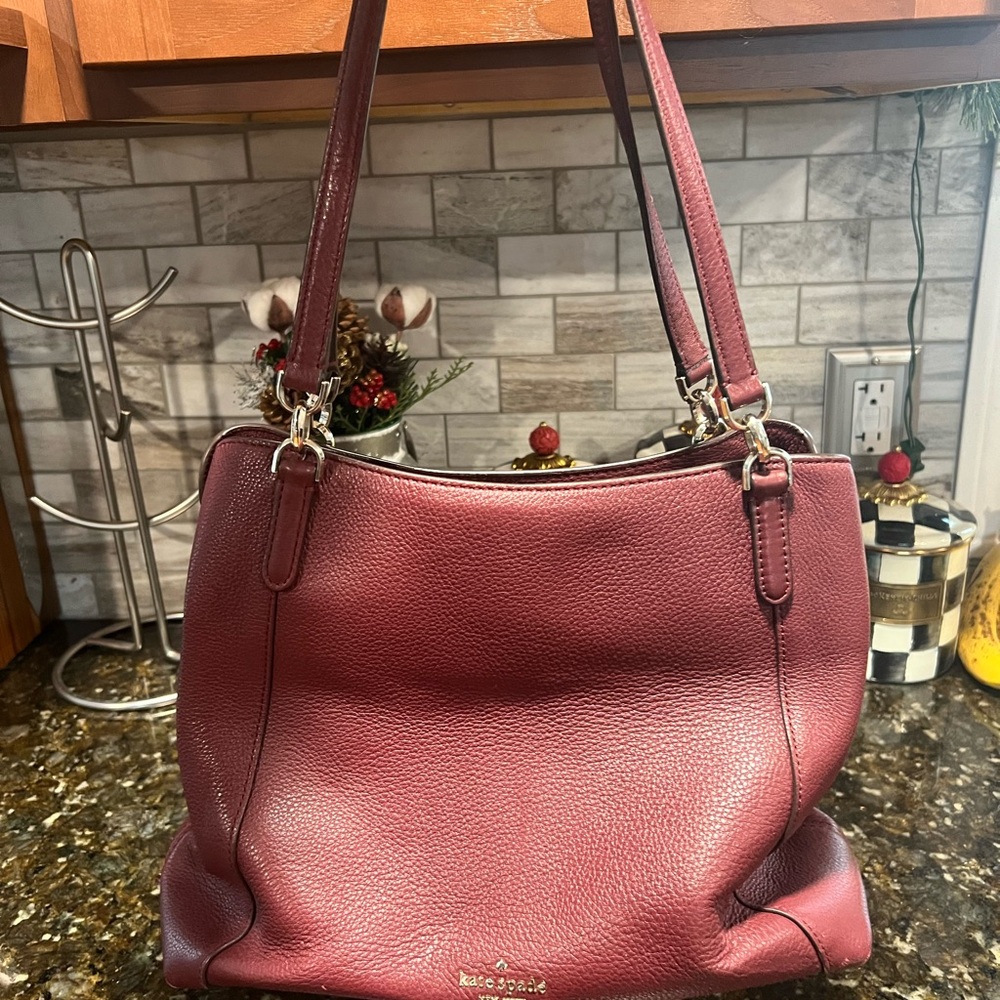 Kate Spade Burgundy Leather Tote Bag
